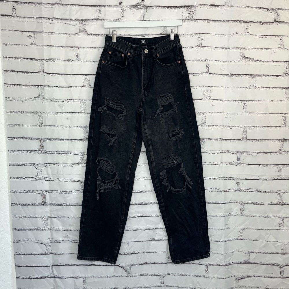 BDG Urban Outfitters High Rise Baggy Jeans Charcoal Distressed Y2K Women’s 27